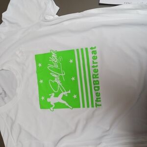 Adidas Kids White and Green Graphic T-Shirt